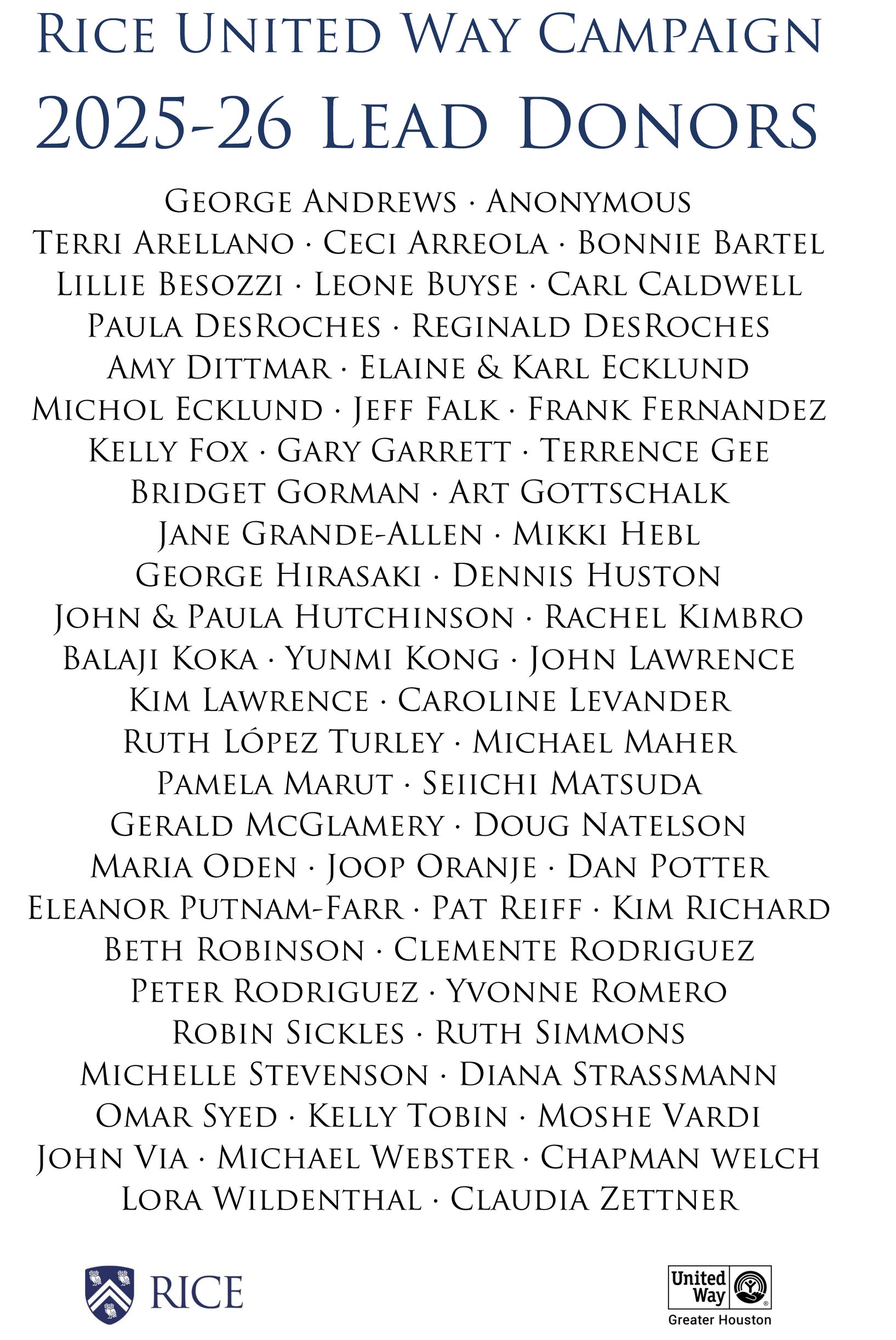 2025-26 Lead Donors Honor Roll